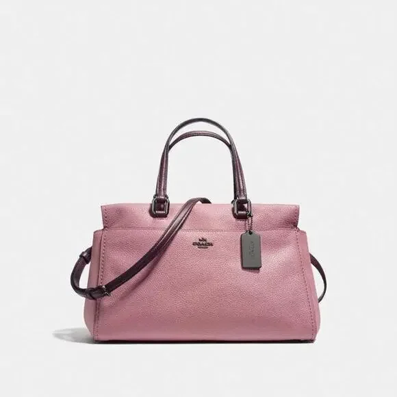 Coach Fulton Colorblock Dusty Rose Leather Suede Satchel Handbag #25006 - Picture 1 of 12